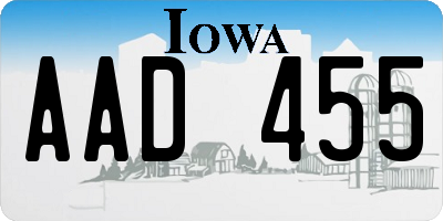 IA license plate AAD455