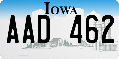 IA license plate AAD462