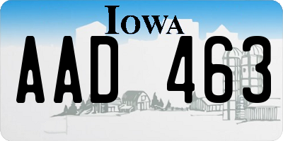 IA license plate AAD463