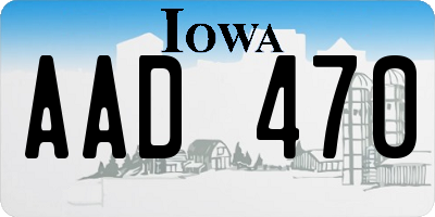 IA license plate AAD470