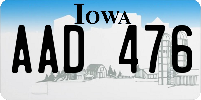 IA license plate AAD476