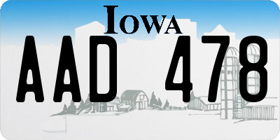 IA license plate AAD478