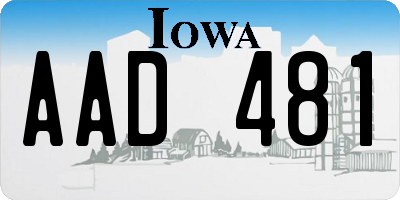 IA license plate AAD481