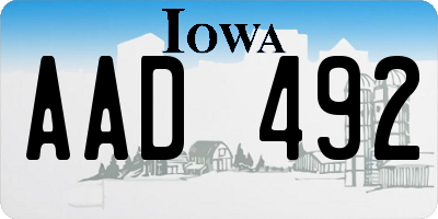 IA license plate AAD492