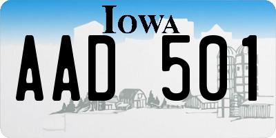 IA license plate AAD501