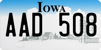 IA license plate AAD508