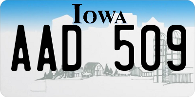 IA license plate AAD509
