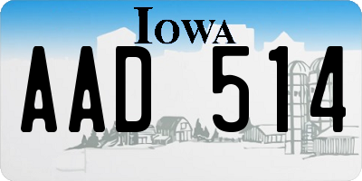IA license plate AAD514