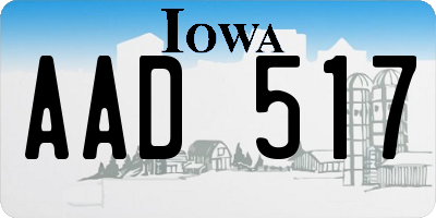 IA license plate AAD517