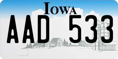 IA license plate AAD533