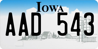 IA license plate AAD543