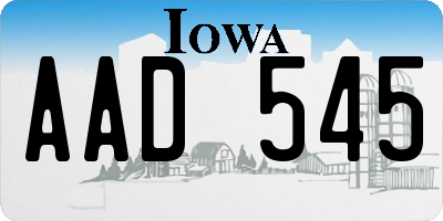 IA license plate AAD545