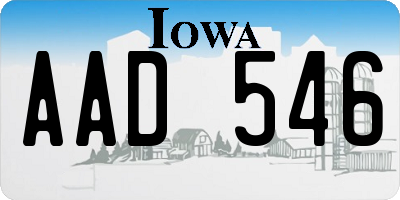 IA license plate AAD546