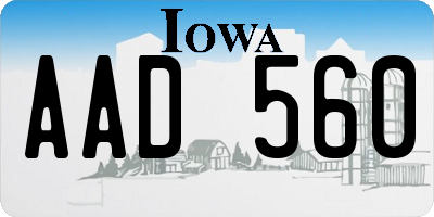 IA license plate AAD560