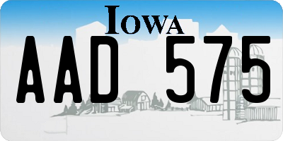 IA license plate AAD575