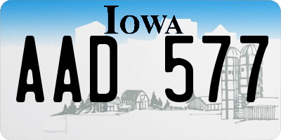 IA license plate AAD577