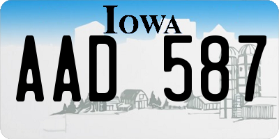 IA license plate AAD587