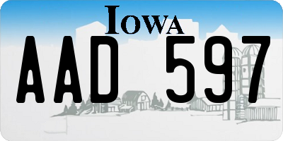 IA license plate AAD597