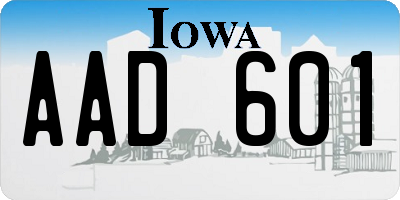 IA license plate AAD601