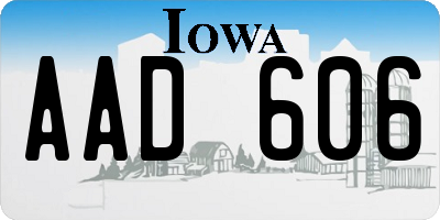 IA license plate AAD606