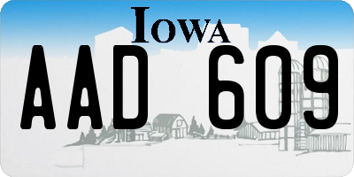 IA license plate AAD609