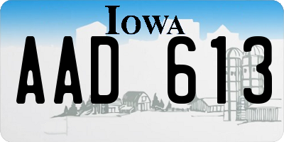 IA license plate AAD613