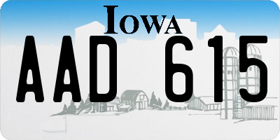IA license plate AAD615