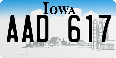 IA license plate AAD617