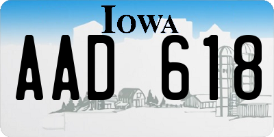 IA license plate AAD618