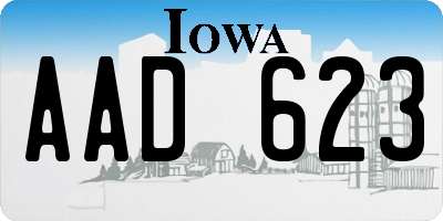 IA license plate AAD623