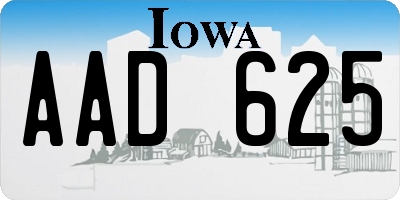 IA license plate AAD625