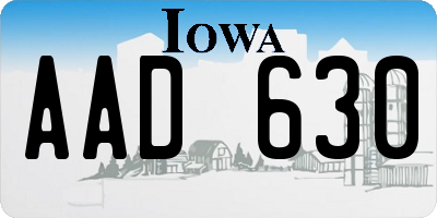 IA license plate AAD630