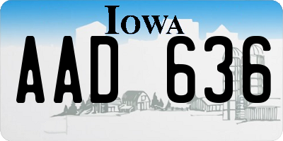 IA license plate AAD636