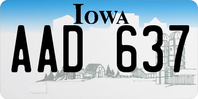 IA license plate AAD637