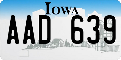 IA license plate AAD639