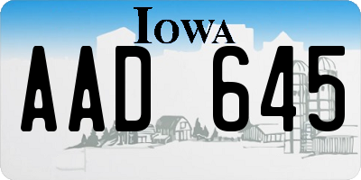 IA license plate AAD645