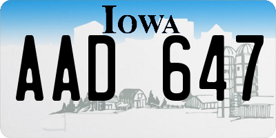 IA license plate AAD647