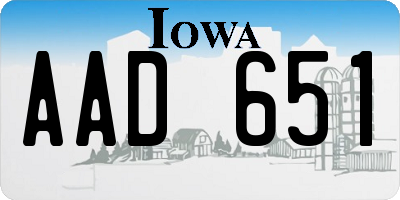 IA license plate AAD651