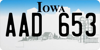 IA license plate AAD653