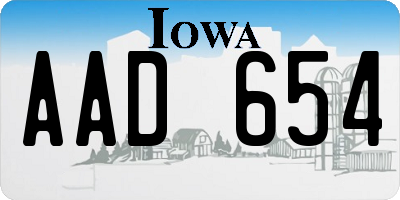 IA license plate AAD654