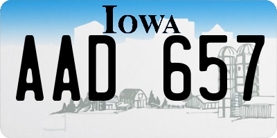 IA license plate AAD657