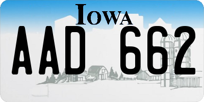 IA license plate AAD662