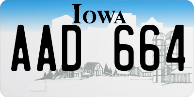 IA license plate AAD664