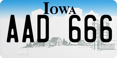 IA license plate AAD666