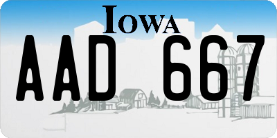 IA license plate AAD667