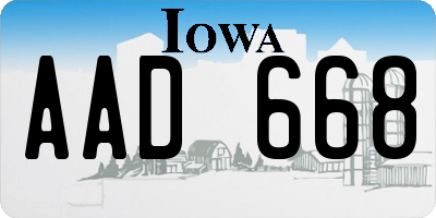IA license plate AAD668