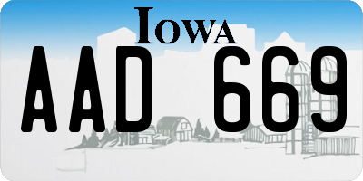 IA license plate AAD669