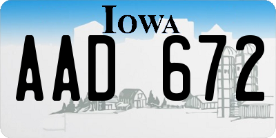 IA license plate AAD672