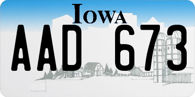 IA license plate AAD673