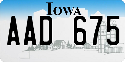 IA license plate AAD675